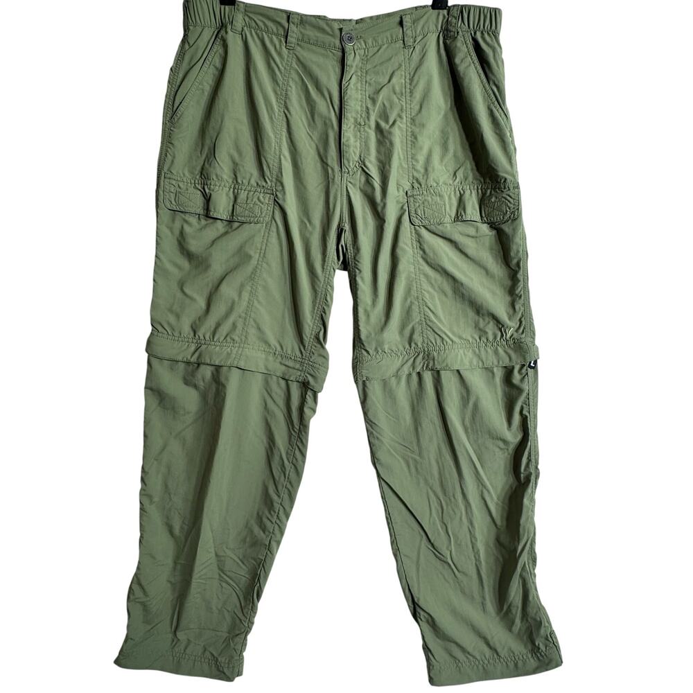 White Sierra Convertible Pants Women's L Green Hiking Zip Off Cargo Outdoor